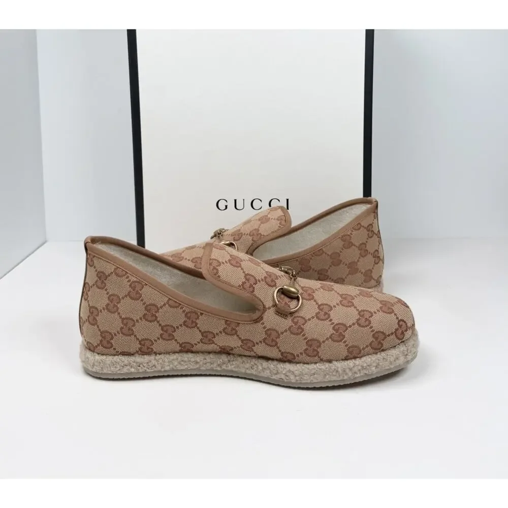 Size 8.5US - Gucci Horsebit Espadrille GG Canvas Loafers🍂 NEW/RETAIL $700!